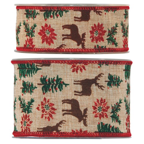 Ribbon with reindeer and firs